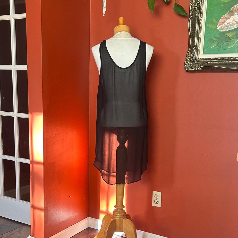 Wilfred Aritzia Long Black Sheer Silk Tank Top - Picture 11 of 13